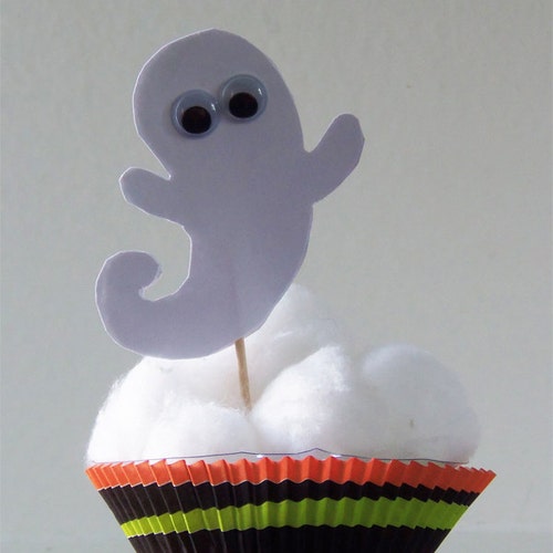 Halloween Ghost Cupcake Picks - Ghost Cupcake Picks - Halloween Cupcake Picks -Ghost Cupcake Toppers - Halloween Cupcake Toppers
