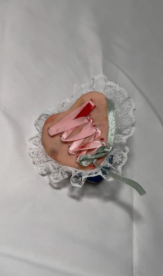 Creepy cute bruised flesh corset compact heart mirror