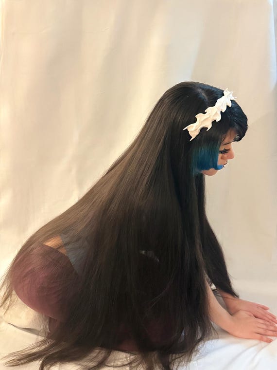Sculptural white spine headband || editorial headpiece