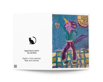 Stay Groovy-wenskaart: speels eenhoornkunstwerk (Taos, New Mexico)