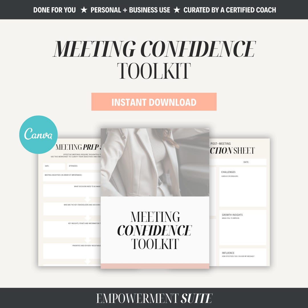 Meeting Confidence Bundle, Editable Canva Templates, Strengths ...