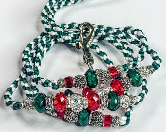 Emerald Boa — Handmade Dog Show Lead | Green & Red Paracord Show Leash