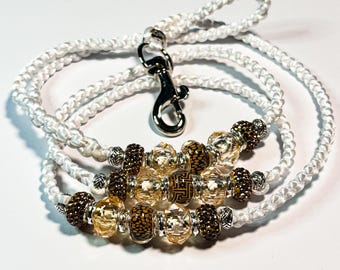 Golden Viper — Handmade Show Lead with Gold Accents and Loop Handle | Elegant Nylon Ring Lead for Show Dogs