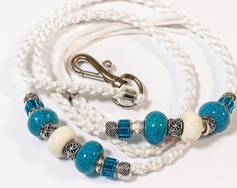 White Cobra — Handmade Show Lead with Turquoise Accents | Lightweight and Durable Exhibition Lead