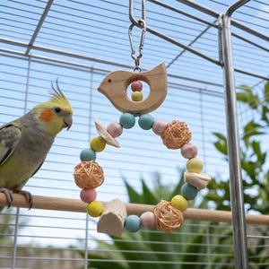 Kleines Vogel Kauspielzeug & Papageienschaukel – Pfingstrosensittich Wellensittich Krallenschärfer, Vogelkäfig Kranzdekoration