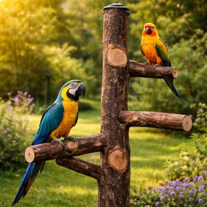 Percha de madera de manzano para loros, soporte de madera maciza para pájaros, juguete de madera para pájaros, escalera de caracol para loros y pájaros pequeños.