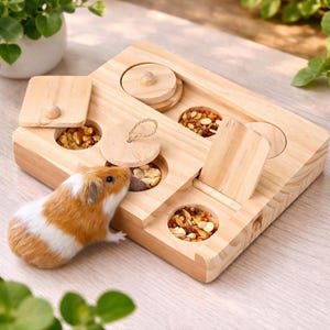 Hamster-Feederbox aus Holz, versteckte Futterschale für Goldhamster, kleiner Leckerbissenhalter, natürliche Hamster-Futterstation