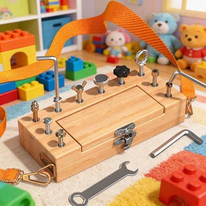 Wooden Montessori Nut Toolbox – Educational Screw & Bolt Toy for Kids, Early Learning STEM Activity
