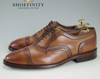 Zapatos Oxford brogue de cuero marrón hechos a mano / Zapatos de vestir de plena flor