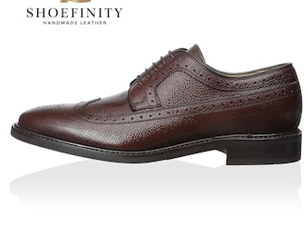 Zapatos Oxford Brogue de cuero marrón hechos a mano / Calzado formal para hombre, regalo para ella