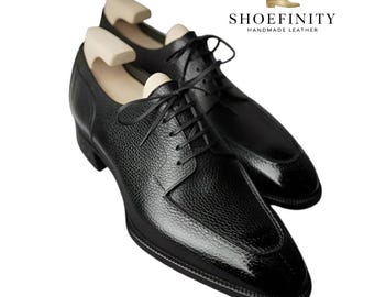 Zapatos Oxford de cuero negro hechos a mano: zapatos de vestir formales para hombre