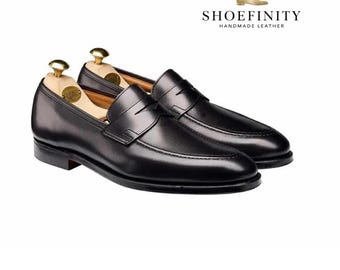 Zapatos Oxford Brogue de piel flor hechos a mano: puntera negra