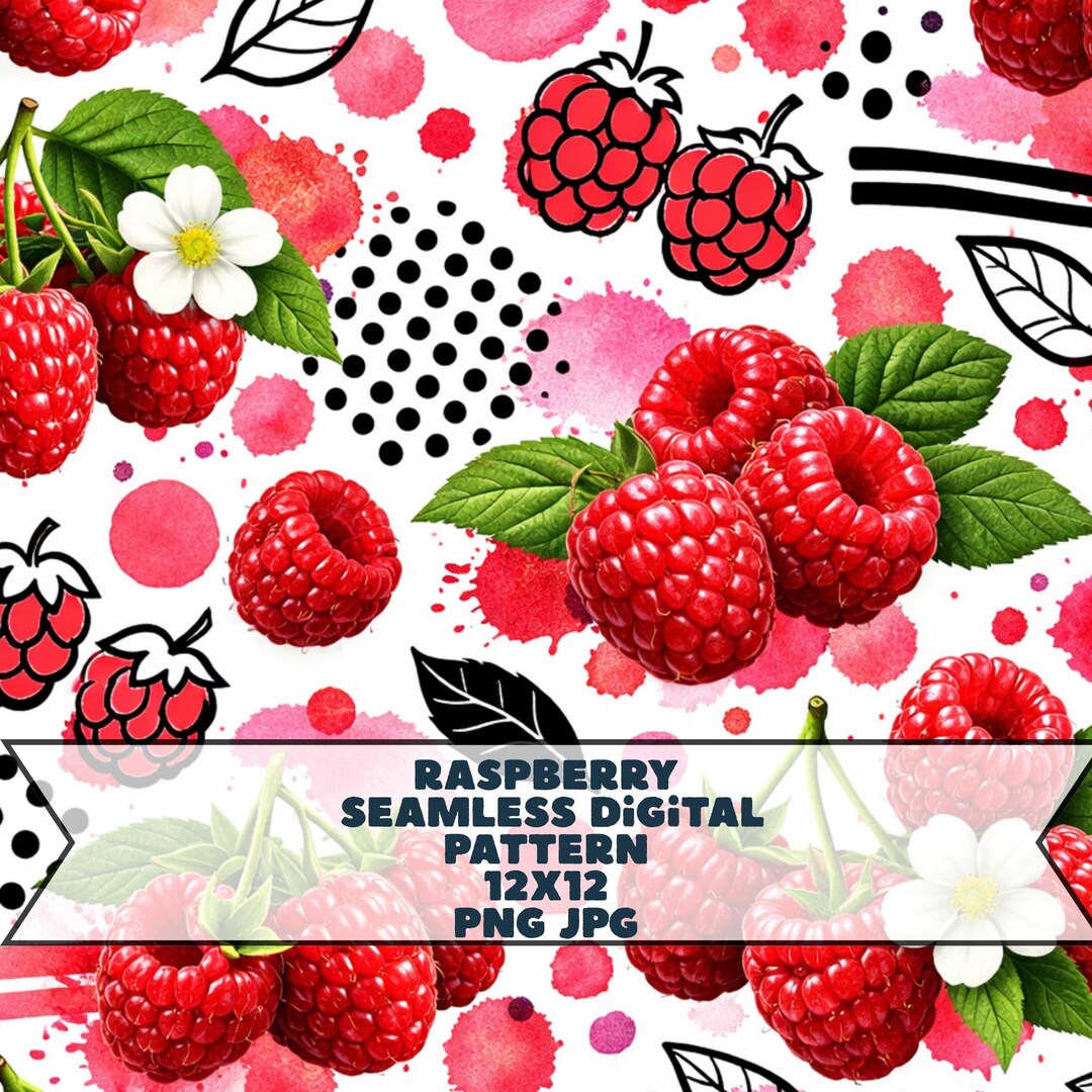 Seamless Digital Pattern Raspberrie, Digital Raspberries, Digital Lace ...