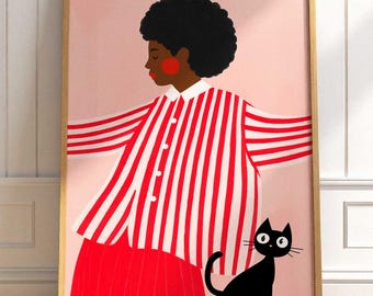 Afrocentric Wall Art, Black Woman Print, Modern Chic Decor, Contemporary Art (PDF)