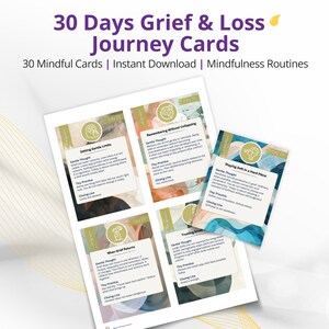 Grief Journey Mindfulness Cards, 30-Day Guided Support (Digital Download)