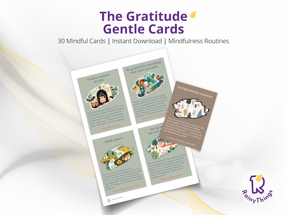 Gratitude Cards Printable, Mindfulness Cards for Calm & Self Care, Digital Download