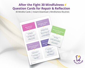 After Fight Mindfulness Cards, Reflection Cards for Couples, Emotional Repair & Communication Tool