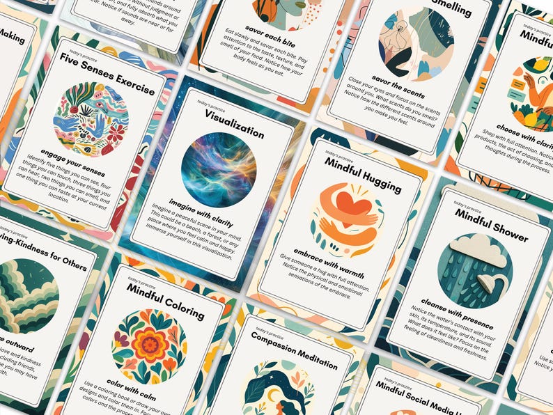 Printable Mindfulness Cards for Daily Self-care, Meditation Deck ...