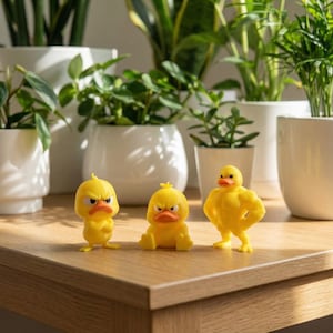3D-utskriven Angry Duck-figur, udda skrivbordsdekoration