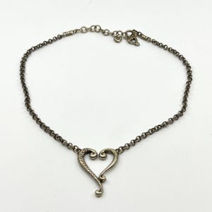 Vintage Brighton Silver Tone Scroll Heart Pendant Necklace Retro Romantic Y2K image 5