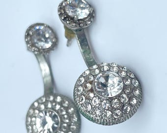 Vintage Y2K 925 Sterling Silver Clear Glass Earrings Women's Fashion Jewelry