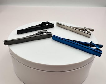 Vintage 90s Men's Tie Clip Bar Set, Silver Tone Retro Jewelry