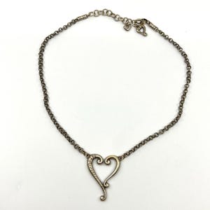 Vintage Brighton Silver Tone Scroll Heart Pendant Necklace Retro Romantic Y2K image 2