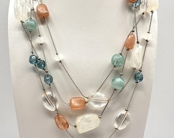 Naszyjnik z koralików w stylu vintage Y2K, wielorzędowy, w odcieniu złota, wyrazista biżuteria damska