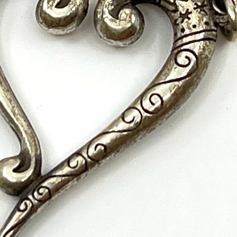 Vintage Brighton Silver Tone Scroll Heart Pendant Necklace Retro Romantic Y2K image 6
