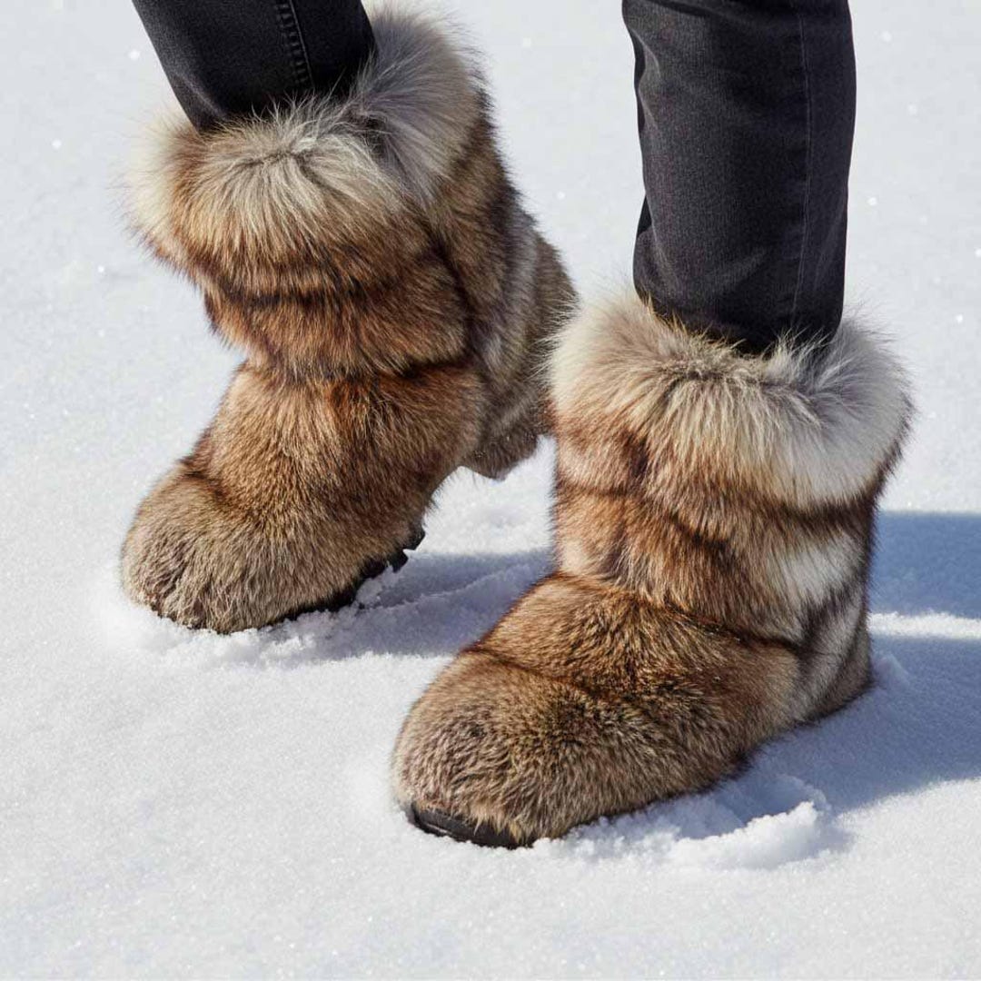 Real Fox Fur Winter Boots for Men, Viking Boots , Snow  display picture 1