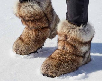 Faux fur winter boots for men, Viking boots , Snow , Father boyfriend gift