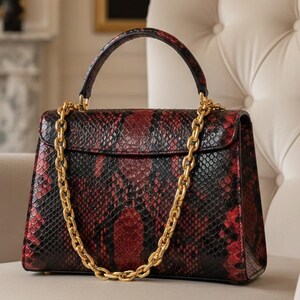 Python Leather Top Handle Bag – Pearl Exotic Snakeskin Shoulder Purse , Women Bags