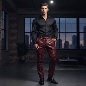 Python Leather Pants Men Exotic Skin Trousers , men's Biker Pants , motorbike lederhose