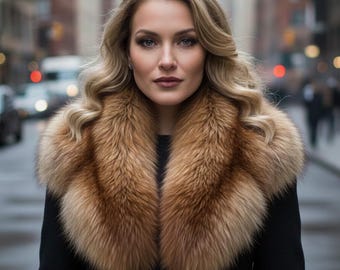 Natural Faux Fur Stole Fur Shawl Wrap, Elegant Scarf Collar