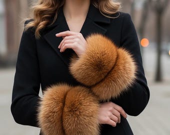 Royal Fox Fur Cuffs French type (Satin Lining) (Unisex)