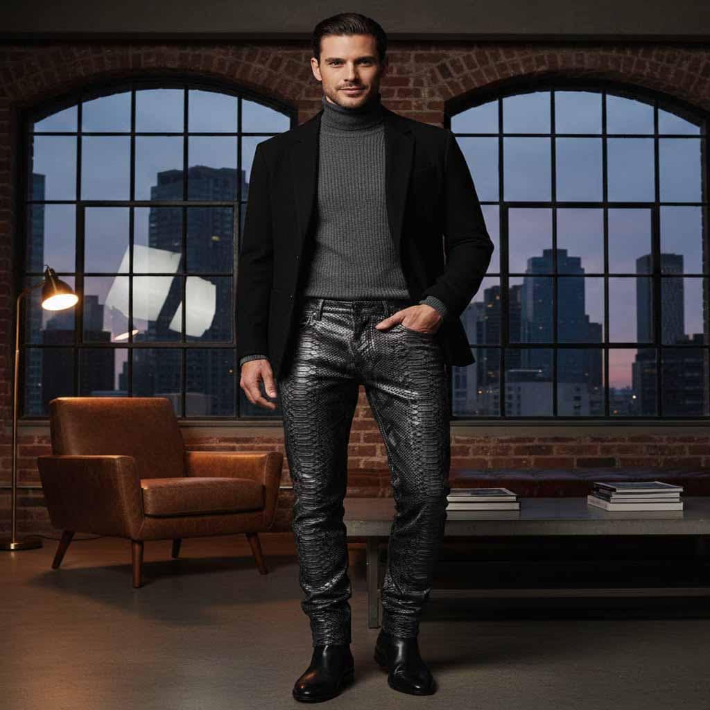 Python Leather Pants - Etsy