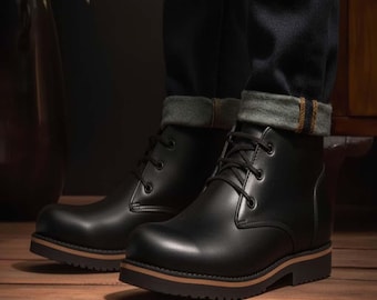 Botas de cuero para hombre, hechas a mano, de grano superior, con suela antideslizante.