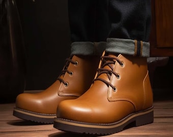 Men's leather boots, brown boots, lederschuhe herren , Hiking shoes , Men Shoe