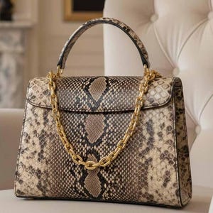 Black Python Leather Top Handle Bag: Real Crossbody Women's Bags