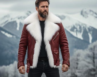 Veste en cuir pour hommes avec col en fausse fourrure, damen leder jacken, vestes authentiques, veste de Noël