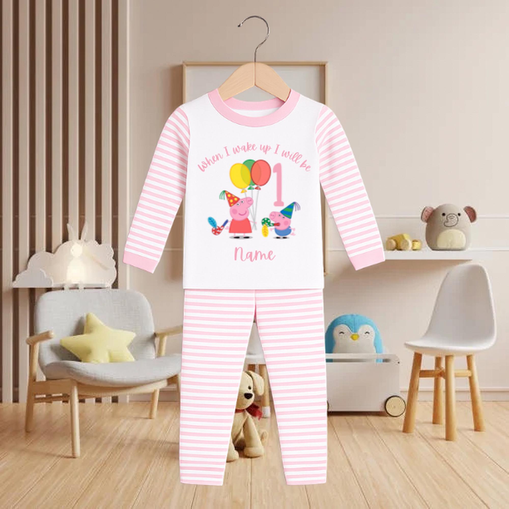 Peppa Pig Inspired Kids Personalised Birthday Pyjamas | When I Wake Up – R&E Wraps and Graphics LTD