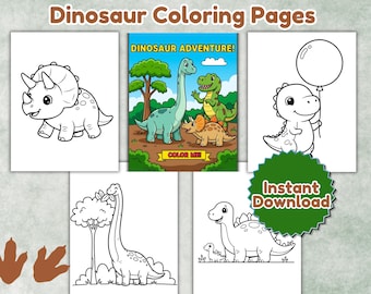 Dinosaur Coloring Pages for Kids Printable | Cute Dino Activity Book PDF