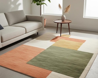 Hand Tufted Wool Rug | Modern Abstract Geometric Carpet