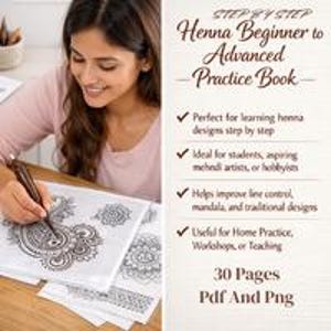 Henna Mehndi Practice Book – Beginner to Advanced Patterns (PDF PNG)