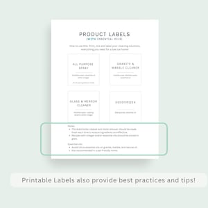 DIY Homemade Cleaning Recipes Guide + Printable Labels, Natural Eco Friendly Products for Homes, Non-Toxic Cleaning Chart, Zero Waste PDF image 3