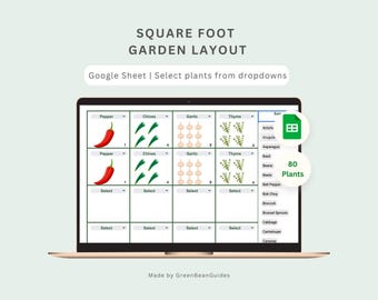 Guide de jardin de pied carré et planificateur d'aménagement (feuilles Google), modèle de parterres surélevés, grille d'espacement des plantes SQF, compagnon de plantation