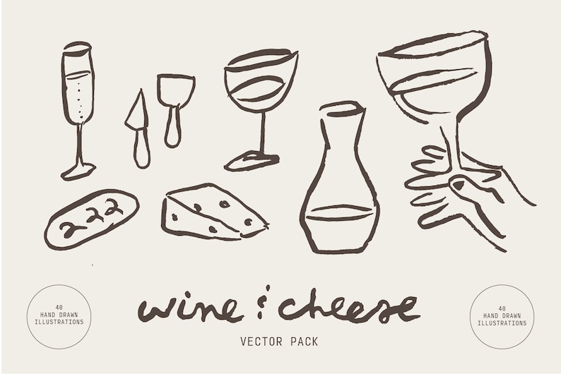 Wine and Cheese Vector Illustrations - Etsy