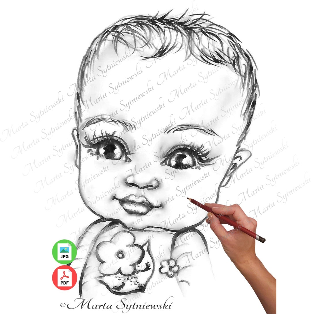 Baby Fox Coloring Page for Adults and Kids, Grayscale Coloring Pages