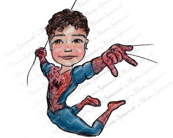 Boys Spider-Man png, boy spiderman clipart, spiderman-boy sublimation design, spiderman caricature png commercial use transparent background
