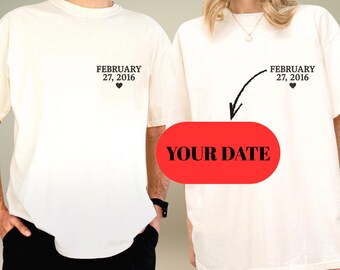 Custom Shirt for Couple, Personalized Date Matching Tee, Minimal Anniversary Outfit, Valentine Gift